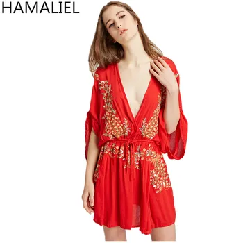 HAMALIEL Bohemian Light Cotton Mini Summer Dress 2018 Women Deep V Neck Embroidery Pineapple Tie Elastic Waistline Beach Dress
HAMALIEL Bohemian Light Cotton Mini Summer Dress 2018 Women Deep V Neck Embroidery Pineapple Tie Elastic Waistline Beach Dress