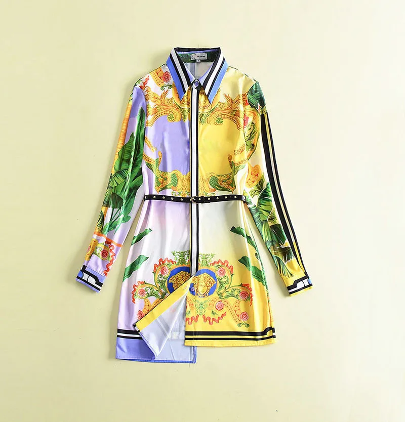 Fashion Runway Mini Dress Women Long Sleeve Turn Down Collar Printed Asymmetrical 2018 Quality Party Shirt Dresses Femme
Fashion Runway Mini Dress Women Long Sleeve Turn Down Collar Printed Asymmetrical 2018 Quality Party Shirt Dresses Femme