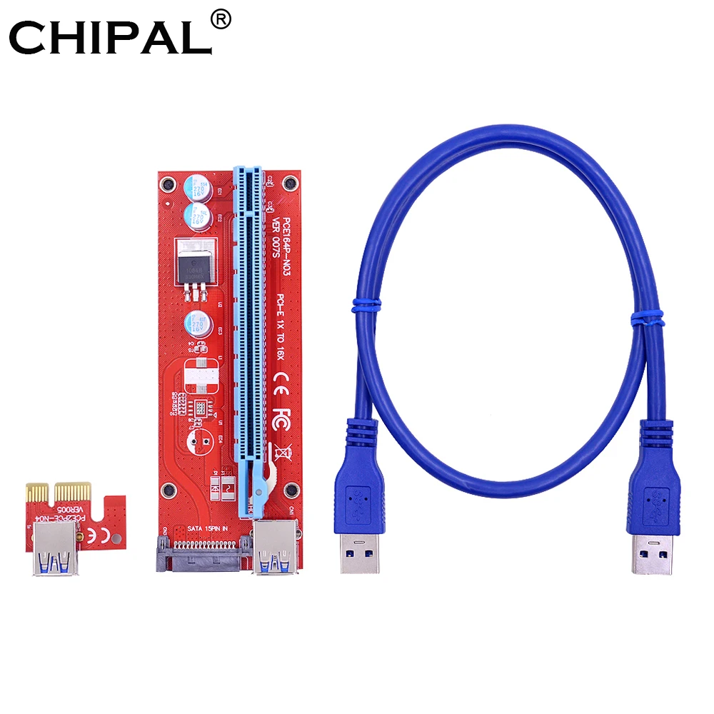 CHIPAL Red 007 VER007S PCI-E PCI E Express 1x to 16x graphics Card Riser Extender Adapter VER007 For Bitcoin BTC Miner Machine
CHIPAL Red 007 VER007S PCI-E PCI E Express 1x to 16x graphics Card Riser Extender Adapter VER007 For Bitcoin BTC Miner Machine