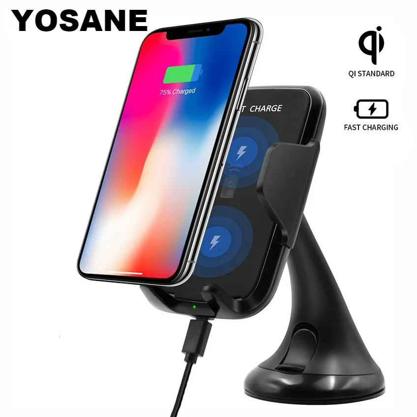 Фото Qi Wireless Car Charger Mount Phone Holder for iPhone 8 Plus X Fast For Samsung Galaxy S7 Edge S8 S9 | Мобильные телефоны и