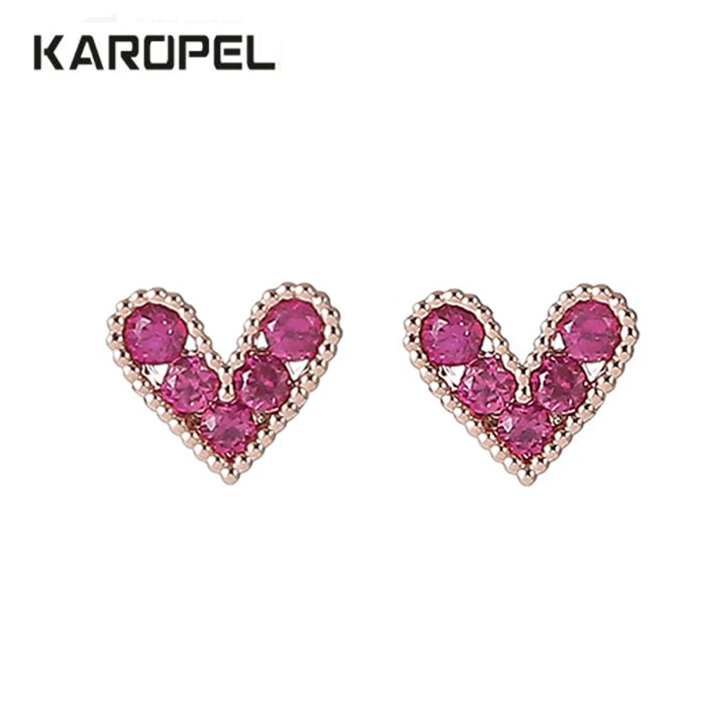 Korean Fashion Small Love Heart Stud Earrings For Women Rose Gold Color Red CZ Zircon Crystal Earrings Jewelry
Korean Fashion Small Love Heart Stud Earrings For Women Rose Gold Color Red CZ Zircon Crystal Earrings Jewelry