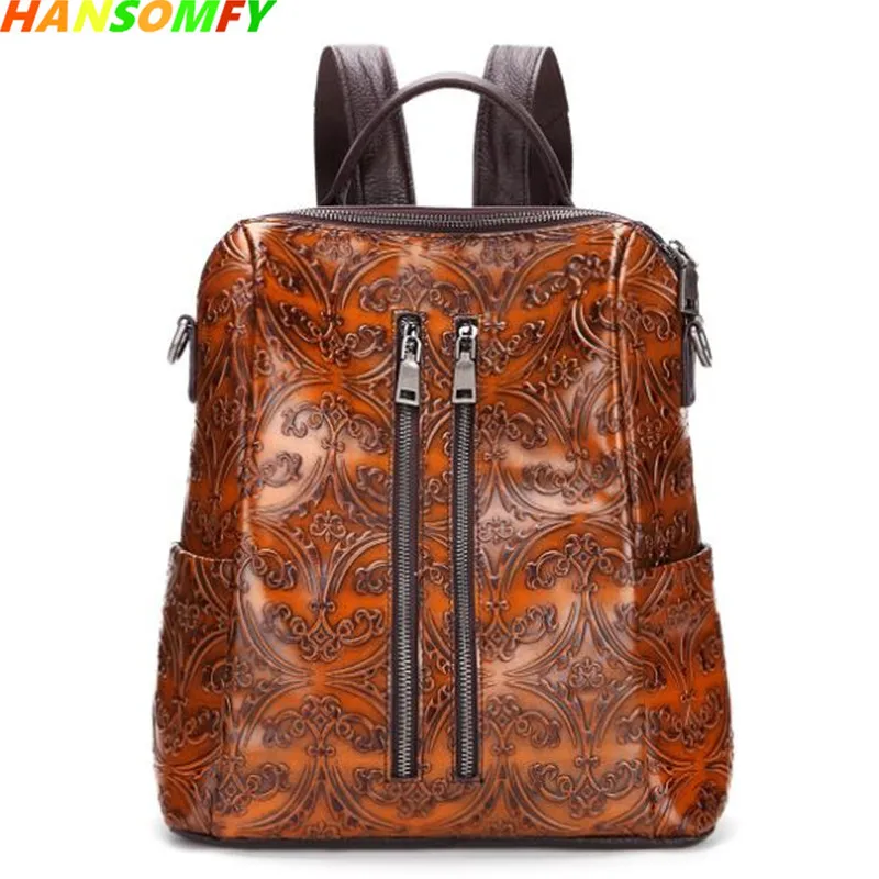 

2018 new Vintage leisure women backpacks fashion shoulder bag cow leather female travel bags hand-rubbing backpack