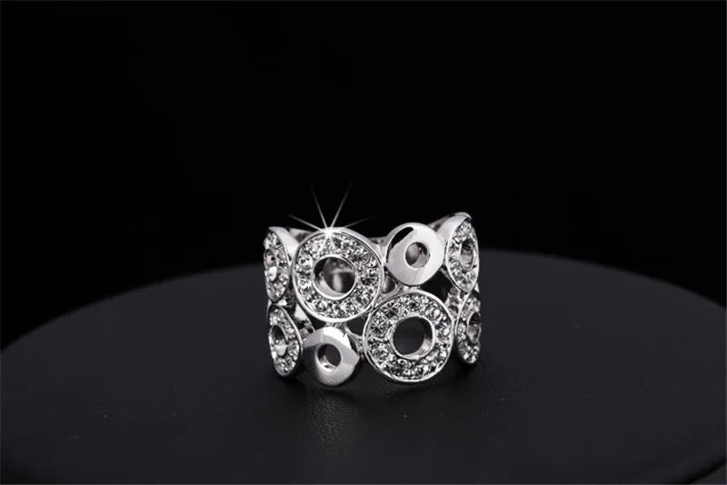 Unique Design Hollow Circles Ring Rose Gold Color Silver Ring for Women Trendy Party Wedding Band Jewelry Anillos Bijoux dm091 (7)