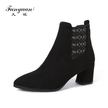 fanyuan winter black faux suede woman boots chunky high heels pointed toe warm shoes ankle boots with pearls size 44
fanyuan winter black faux suede woman boots chunky high heels pointed toe warm shoes ankle boots with pearls size 44