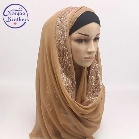2018 Pear Bubble Chiffon Muslim Hijab Scarf Golden Fringe Embroidery Floral Caps Shawl Head Wrap Foulard Plain Solid Colour
2018 Pear Bubble Chiffon Muslim Hijab Scarf Golden Fringe Embroidery Floral Caps Shawl Head Wrap Foulard Plain Solid Colour