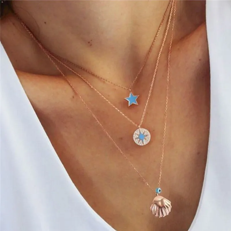 PINKSEE 2 Styles Multilayers Necklace For Women Blue Ocean Shells Stars Letters Dangles Fashion Charm Jewelry
PINKSEE 2 Styles Multilayers Necklace For Women Blue Ocean Shells Stars Letters Dangles Fashion Charm Jewelry