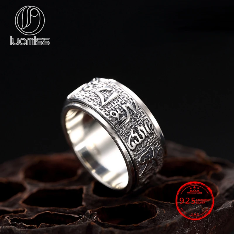Solid 925 Silver Ring Lucky Mantra Ring Sanskrit Buddhist Six Words Mantra "Om Mani Padme Hum" Ring
Solid 925 Silver Ring Lucky Mantra Ring Sanskrit Buddhist Six Words Mantra "Om Mani Padme Hum" Ring