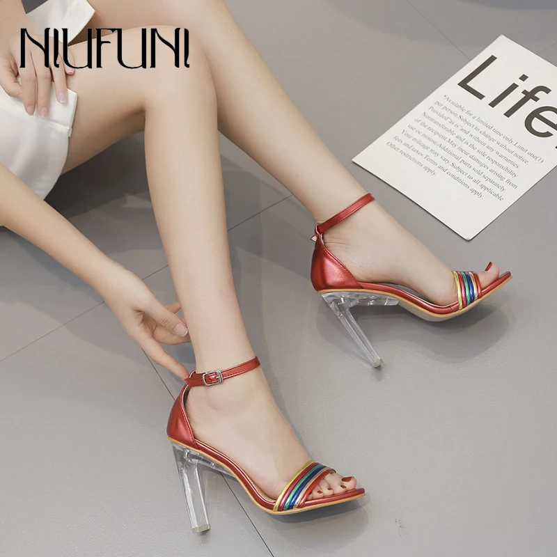 Fashion Crystal With Transparent Thick High Heels Peep Toe Sandals Female 2019 Summer New Arrival Color Striped Women's Shoes
Fashion Crystal With Transparent Thick High Heels Peep Toe Sandals Female 2019 Summer New Arrival Color Striped Women's Shoes