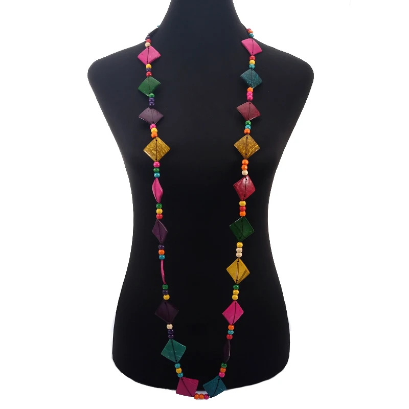 Bohemian Long Necklace Ethnic Square Shape Coconut Shell Wooden Multicolor Round Beads Strand Handmade Knitted Jewelry Wholesale 
Bohemian Long Necklace Ethnic Square Shape Coconut Shell Wooden Multicolor Round Beads Strand Handmade Knitted Jewelry Wholesale