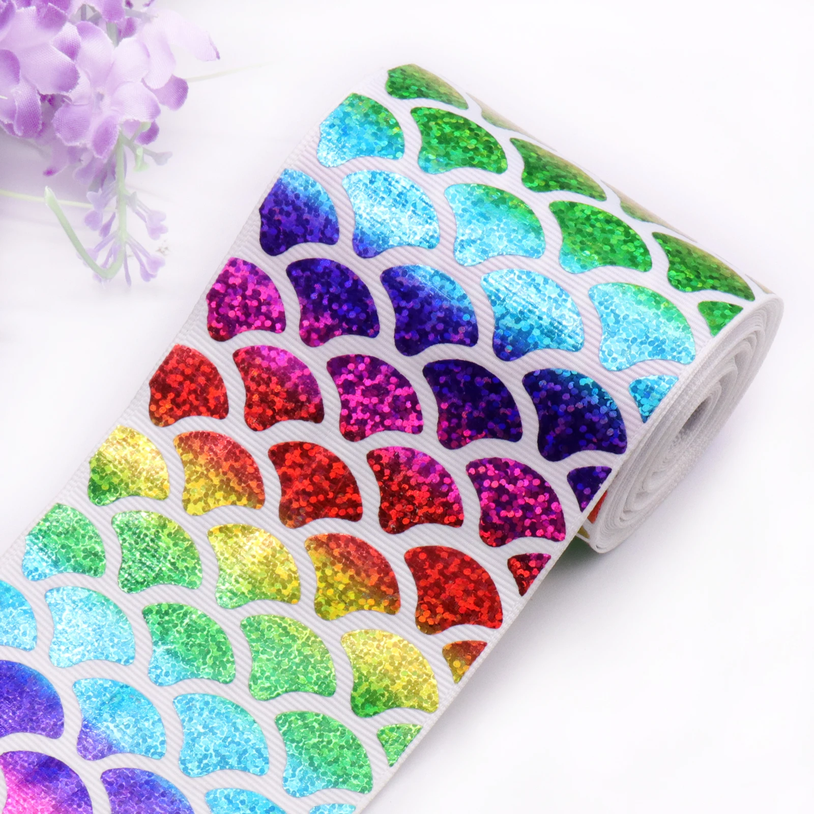 75mm 1Yard Mermaid Scales Grosgrain Ribbon Party Decoration Handmade DIY Wedding Gift Box Decor Haibows Accessoires Supplies
75mm 1Yard Mermaid Scales Grosgrain Ribbon Party Decoration Handmade DIY Wedding Gift Box Decor Haibows Accessoires Supplies
