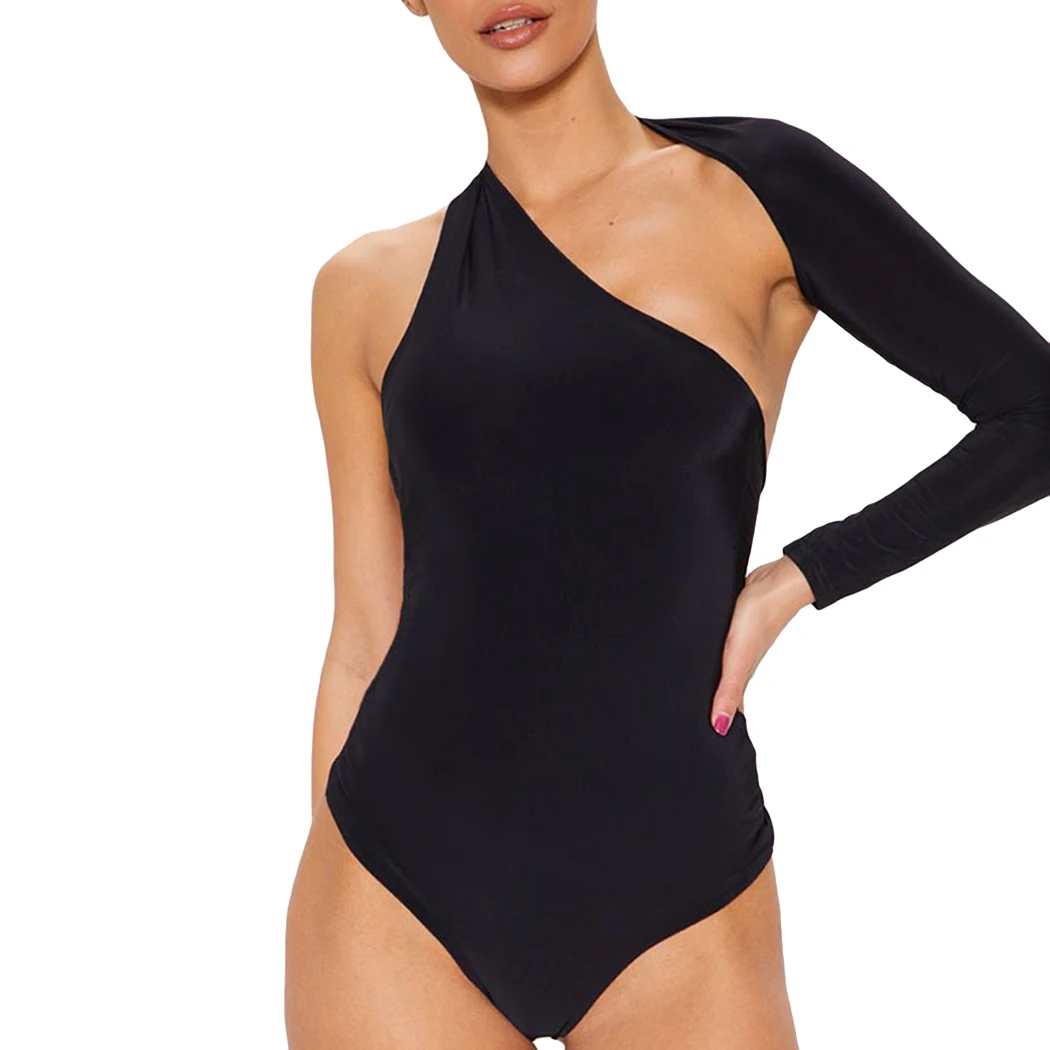 Sexy One Shoulder Bodysuit Women Single Long Sleeve Skinny Short Playsuit Rompers Ladies One Piece Top Body Suit Beachwear
Sexy One Shoulder Bodysuit Women Single Long Sleeve Skinny Short Playsuit Rompers Ladies One Piece Top Body Suit Beachwear