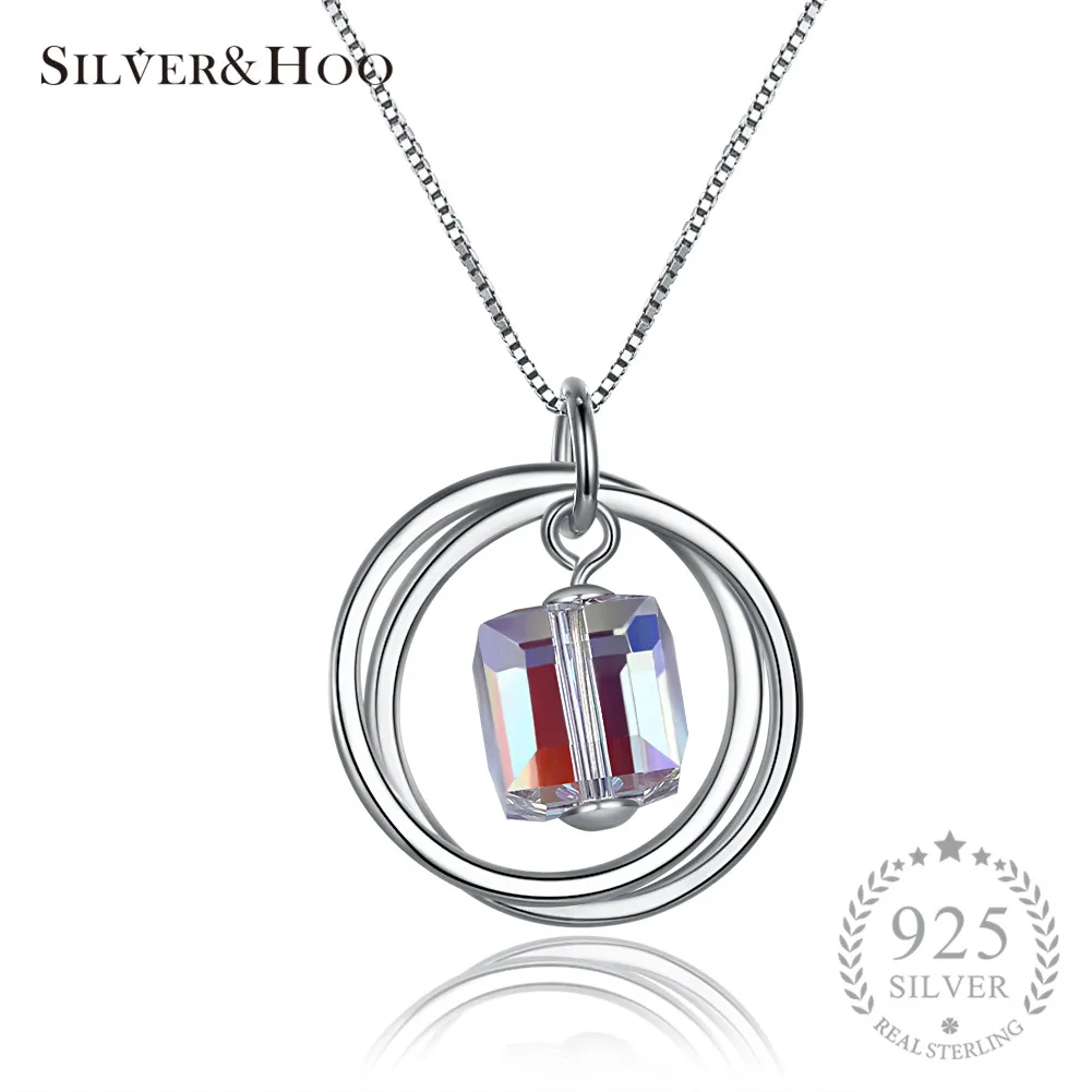SILVERHOO 925 Sterling Silver Round Pendant Necklace with Clear Cube Crystal for Women Fine Jewelry Engagement Gifts
SILVERHOO 925 Sterling Silver Round Pendant Necklace with Clear Cube Crystal for Women Fine Jewelry Engagement Gifts