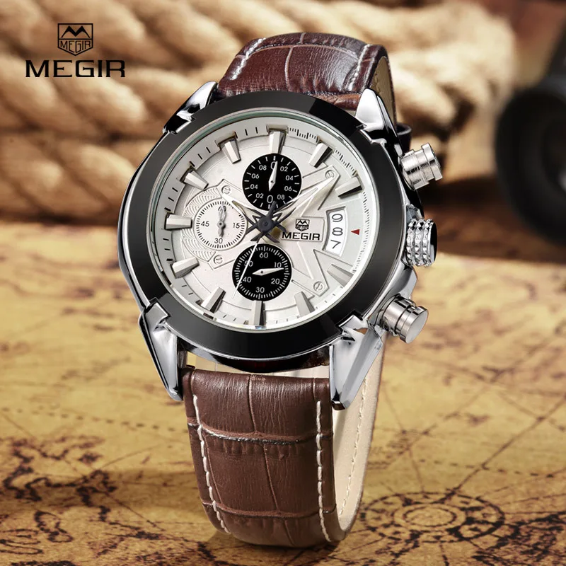 Mens Watches Top Brand Luxury MEGIR Men Military Sport Luminous Wristwatch Chronograph Leather Quartz Watch relogio masculino
Mens Watches Top Brand Luxury MEGIR Men Military Sport Luminous Wristwatch Chronograph Leather Quartz Watch relogio masculino