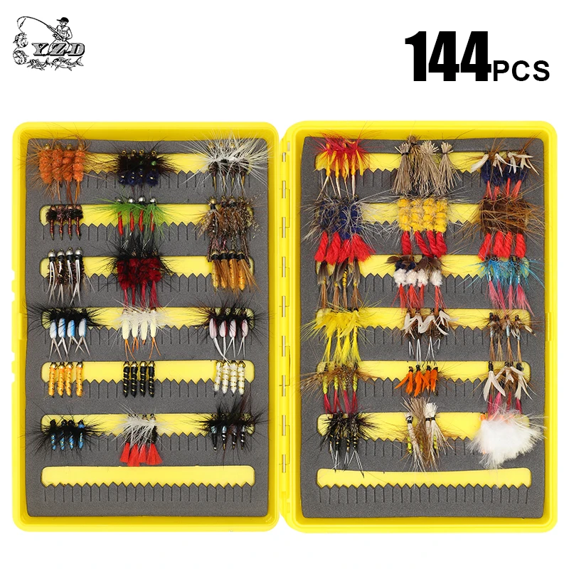 YAZHIDA 144PCS Wet Dry Nymph Fly Fishing Flies Set Fly Lure Kit hand tied Flies for Trout Pike grayling
YAZHIDA 144PCS Wet Dry Nymph Fly Fishing Flies Set Fly Lure Kit hand tied Flies for Trout Pike grayling
