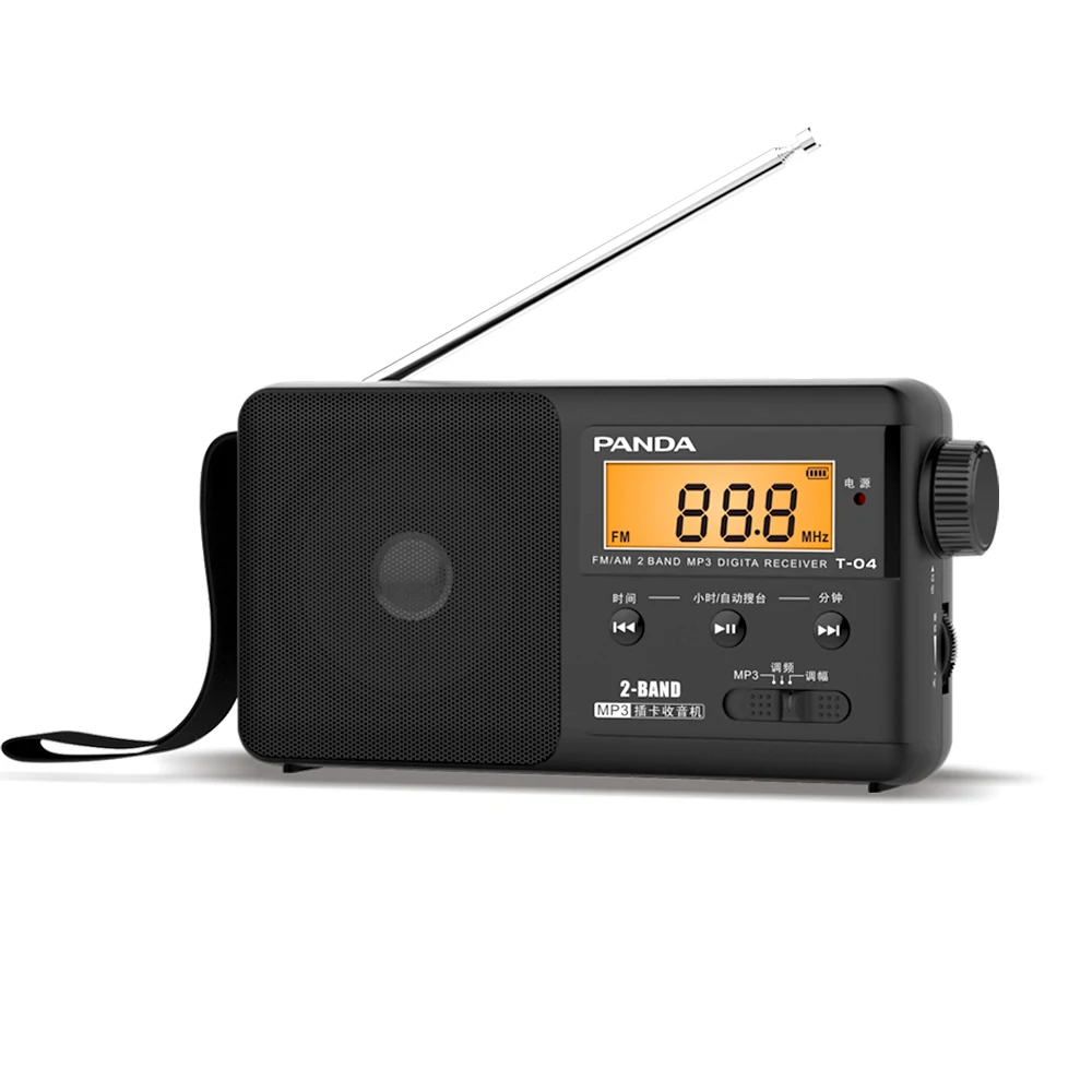 Panda T-04 digital display TF card FM AM AM two-band lithium battery charging portable radio
Panda T-04 digital display TF card FM AM AM two-band lithium battery charging portable radio