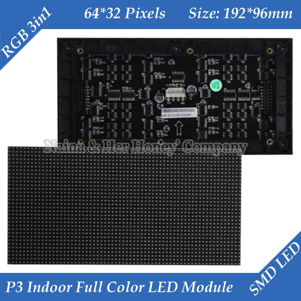 Free shipping 1/16 Scan 3in1 RGB P3 Indoor Full color LED module for LED display screen 192*96mm 64*32 pixels
Free shipping 1/16 Scan 3in1 RGB P3 Indoor Full color LED module for LED display screen 192*96mm 64*32 pixels