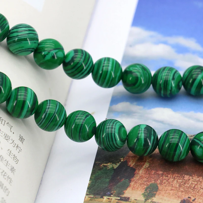 

Green Malachite Round Loose Beads 10mm 15" 2pc/lot High-quality Suitable For Women Jewelry Making Design