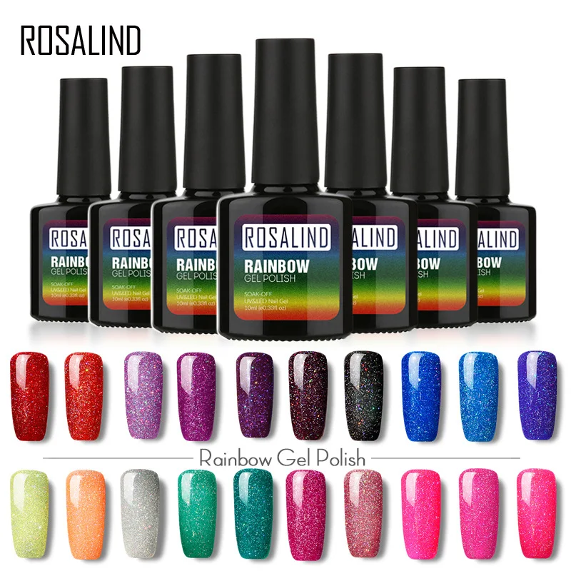 ROSALIND 7ML Black Bottle Neon Rainbow Shimmer 29Color Choose UV Gel Nail Polish Long-Lasting LED MA037 | Красота и здоровье