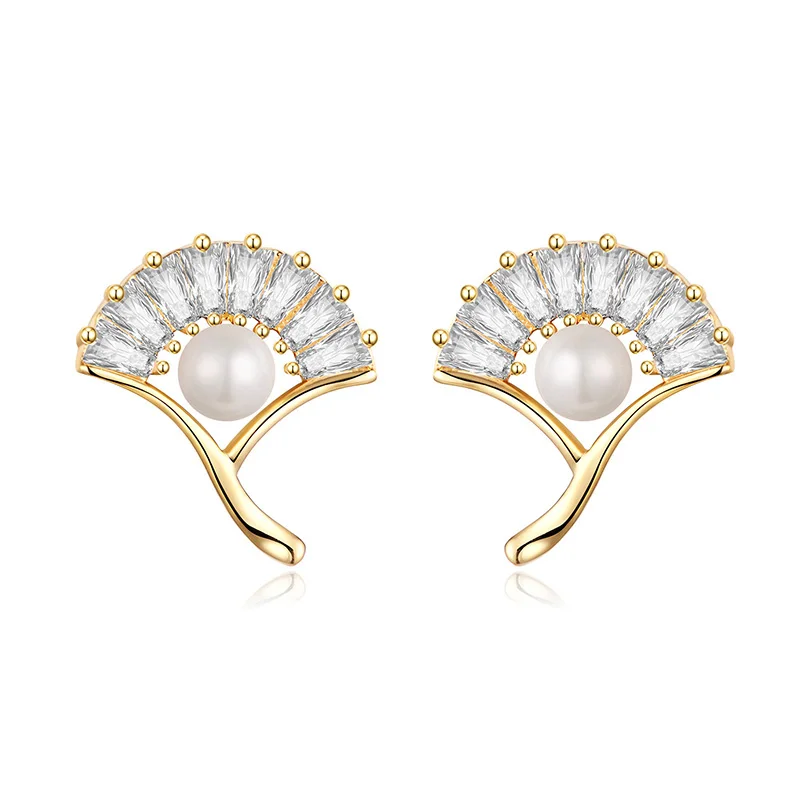 Zircon Pearl Leaf Stud Earrings for Women Silver Gold Color Copper Party Wedding Earring Fashion Jewelry pendientes mujer 2019
Zircon Pearl Leaf Stud Earrings for Women Silver Gold Color Copper Party Wedding Earring Fashion Jewelry pendientes mujer 2019