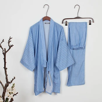 Men's Pajamas kimono Cotton Sleepwear Double Layer Gauze Pyjamas Men Lounge kimono Pajama Set Loose stripe
Men's Pajamas kimono Cotton Sleepwear Double Layer Gauze Pyjamas Men Lounge kimono Pajama Set Loose stripe