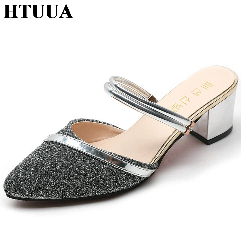 HTUUA New Women Slippers Bling Sequins Mules Shoes Sexy Pointed Toe Square Heel Slippers Ladies Slides Outside Sandals SX2220
HTUUA New Women Slippers Bling Sequins Mules Shoes Sexy Pointed Toe Square Heel Slippers Ladies Slides Outside Sandals SX2220