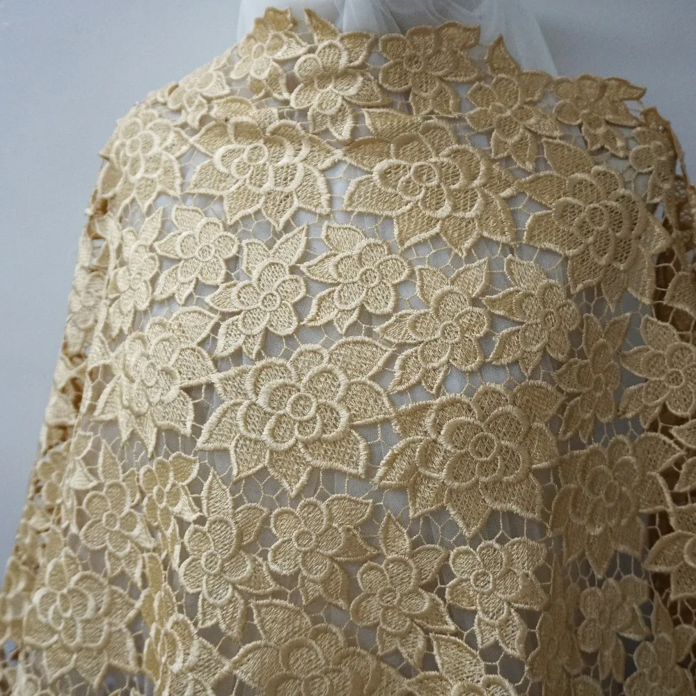 1 Yard!The unique guipure gold lace fabric allover floral water soluble chemical lace hollow out lace for elegant dresses NEW
1 Yard!The unique guipure gold lace fabric allover floral water soluble chemical lace hollow out lace for elegant dresses NEW