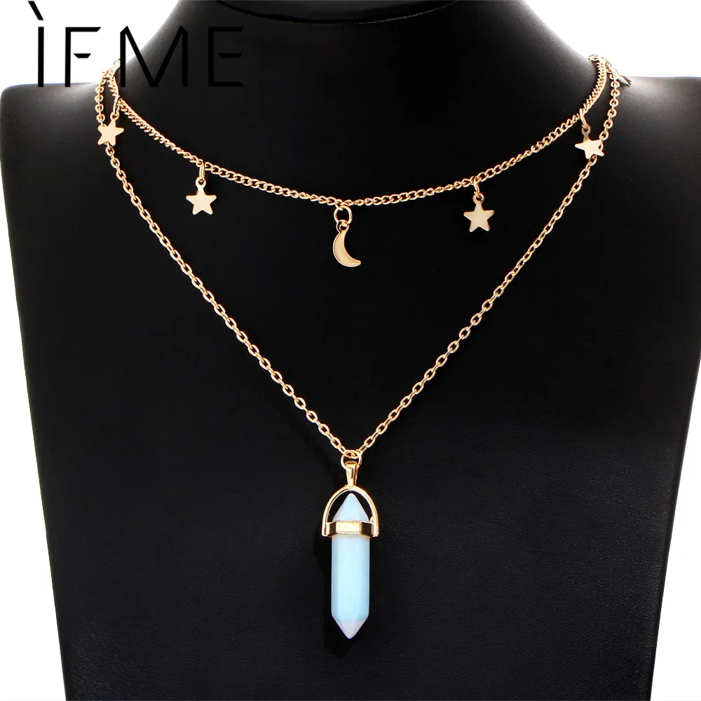 IF ME Fashion Natural Opal Stone Moon Star Choker necklaces for Women Gold Color Double Layer Crystal Pendant Necklace Jewelry
IF ME Fashion Natural Opal Stone Moon Star Choker necklaces for Women Gold Color Double Layer Crystal Pendant Necklace Jewelry