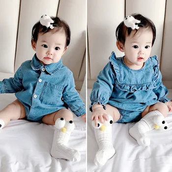 Newborn Girls Long Sleeve Lapel Collar Ruffles Denim Jeans Jumpsuits Kids Boys Bodysuits Infant Toddler Clothes
Newborn Girls Long Sleeve Lapel Collar Ruffles Denim Jeans Jumpsuits Kids Boys Bodysuits Infant Toddler Clothes
