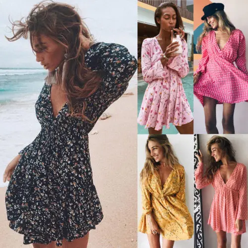 Fashion Women Summer Floral Long Sleeve Dress Summer Beach Sundress Style Polka Dot V-Neck Dresses
Fashion Women Summer Floral Long Sleeve Dress Summer Beach Sundress Style Polka Dot V-Neck Dresses