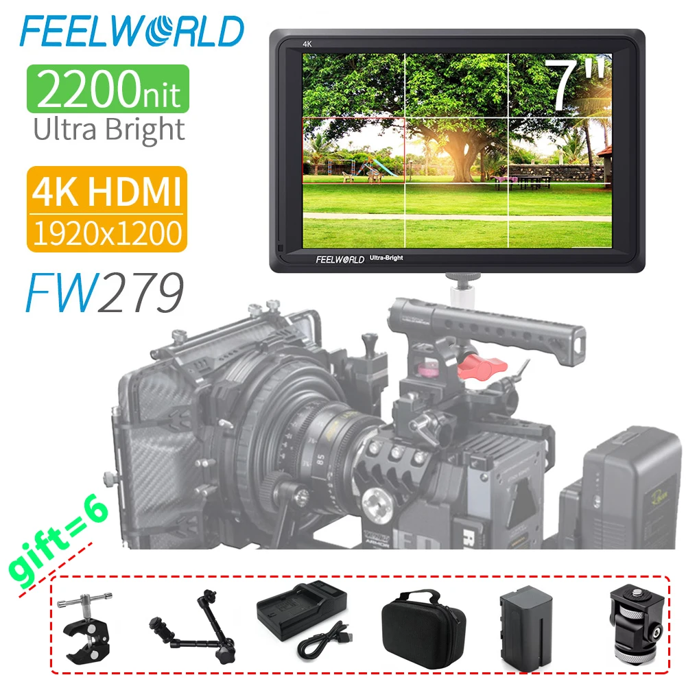 FEELWORLD FW279 7Inch 4K Monitor on Camera Field DSLR Monitor Full HD 1920x1200 4K HDMI High Brightness For Nikon Sony Canon
FEELWORLD FW279 7Inch 4K Monitor on Camera Field DSLR Monitor Full HD 1920x1200 4K HDMI High Brightness For Nikon Sony Canon