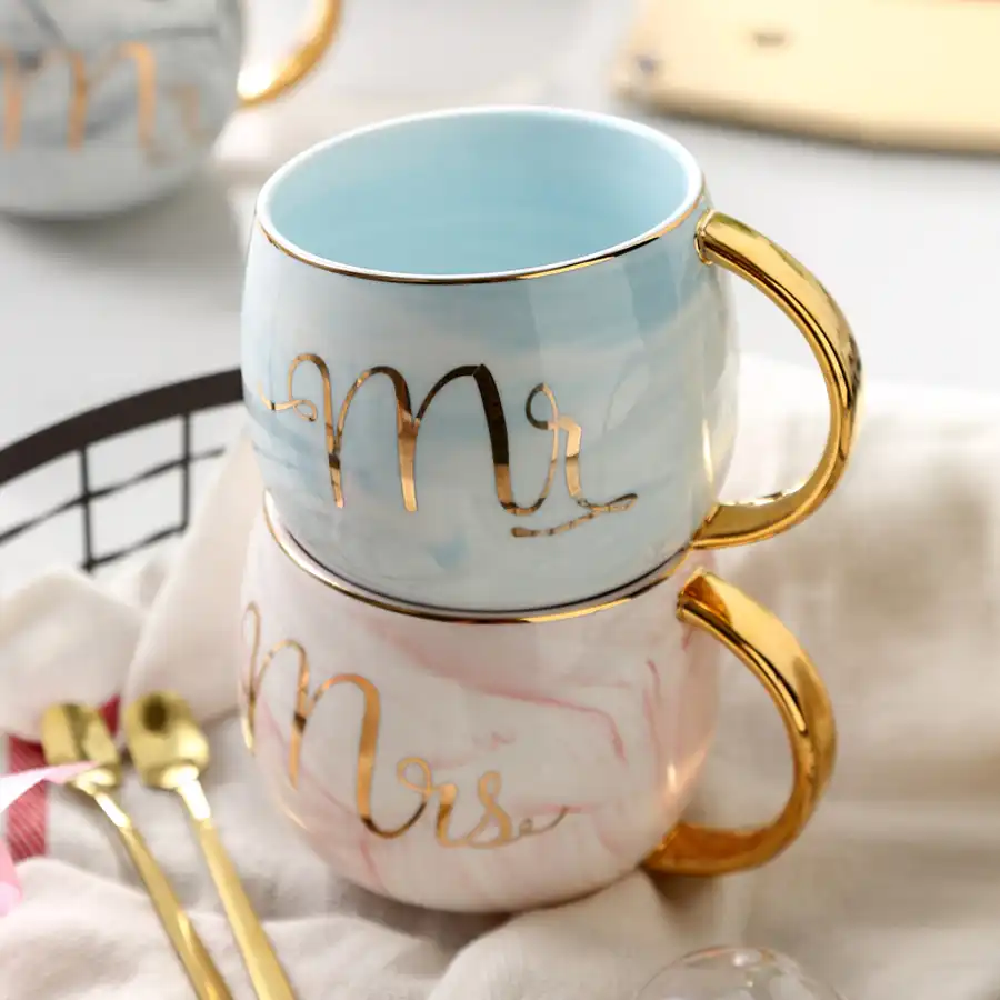 muzity ceramic coffee cup and saucer with golden
