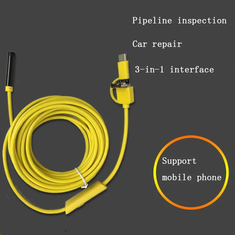 3 in 1 Endoscope Camera 8mm 720P Mini Waterproof 2m Hard Cable Detection Camera USB Industrial Endoscope
3 in 1 Endoscope Camera 8mm 720P Mini Waterproof 2m Hard Cable Detection Camera USB Industrial Endoscope