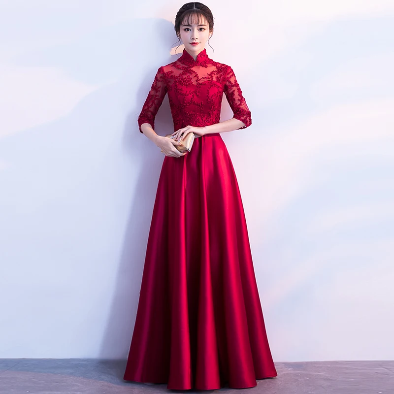 new fashion wine red High Neck Half Sleeves Zipper Illusion plus sizes Robe De Roiree party long evening dress
new fashion wine red High Neck Half Sleeves Zipper Illusion plus sizes Robe De Roiree party long evening dress