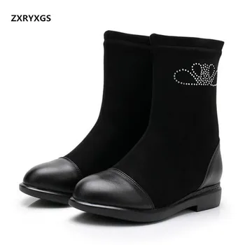 2019 Autumn Winter New Fashion Rhinestone Genuine Leather Shoes Woman Boots Comfort In-tube Boots Elegant Non-slip Martin Boots
2019 Autumn Winter New Fashion Rhinestone Genuine Leather Shoes Woman Boots Comfort In-tube Boots Elegant Non-slip Martin Boots