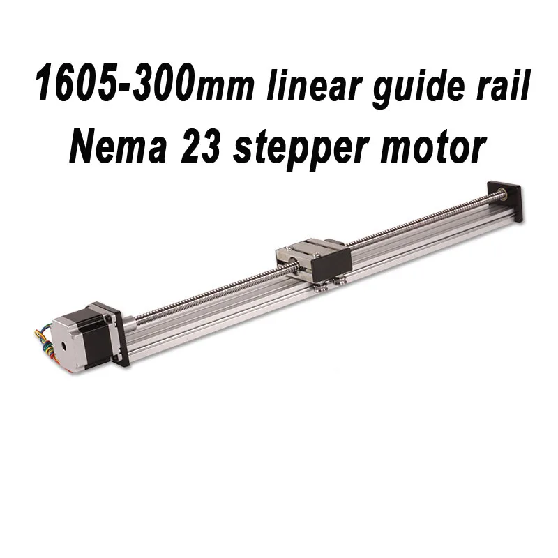 1605 ball screw linear guide 16mm linear rail - stroke 300mm + nema 23 stepper motor cnc linear rail