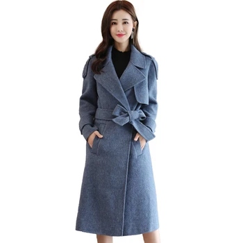 Fashion Women Plus Size Autumn Winter Cassic Simple Lapel Wool Outwear Female Belt Pockets Long Coat Office Work Woolen O727
Fashion Women Plus Size Autumn Winter Cassic Simple Lapel Wool Outwear Female Belt Pockets Long Coat Office Work Woolen O727