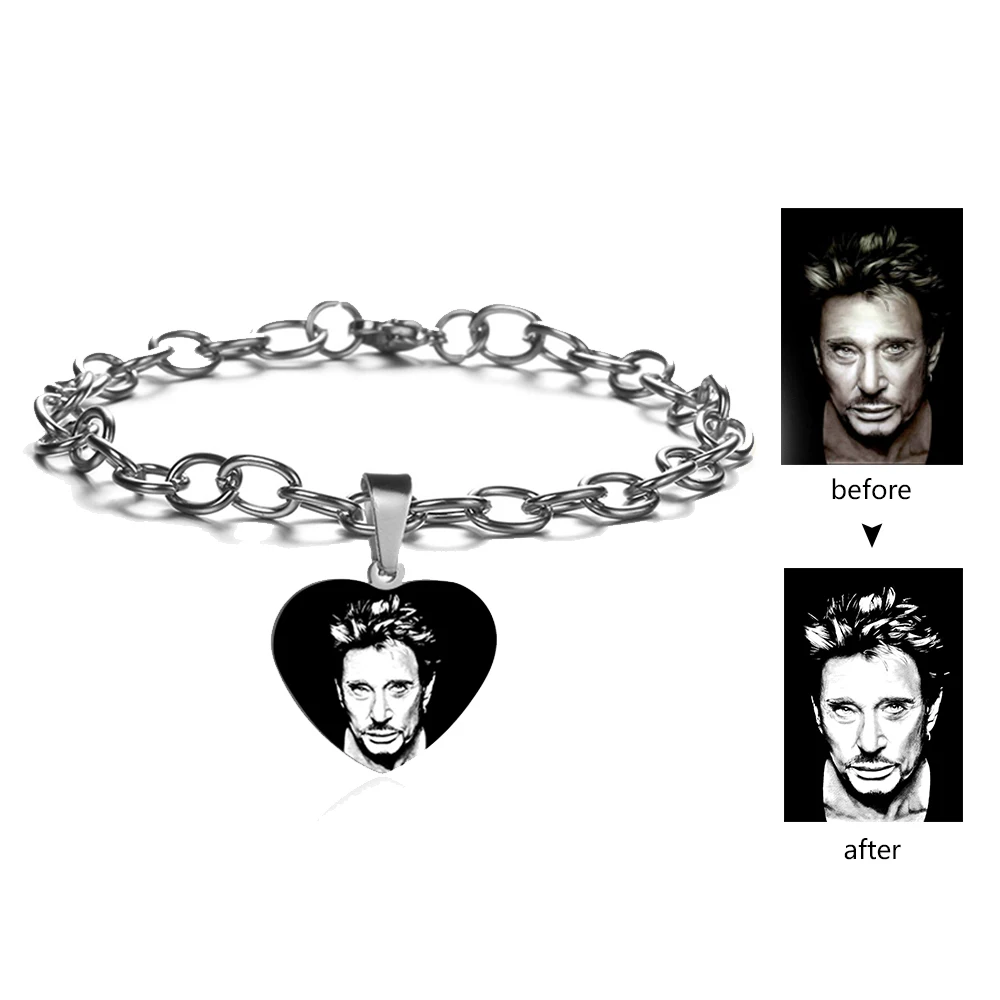 Custom Name Bracelet Men Jewelry Johnny Hallyday Heart Charm Bracelets for Women Stainless Steel Photo Baby Gold Silver Bracelet
Custom Name Bracelet Men Jewelry Johnny Hallyday Heart Charm Bracelets for Women Stainless Steel Photo Baby Gold Silver Bracelet