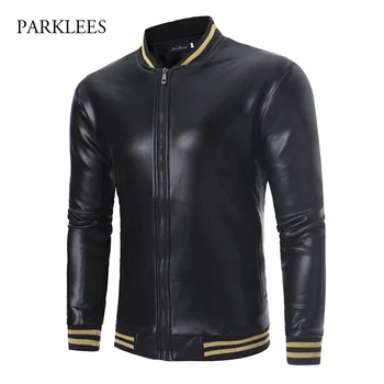 Black Gold Coated Metallic Jacket Men Casaco Masculino Brand Striped Zipper Plus Velvet Casual Mens Jackets High Street Costume
Black Gold Coated Metallic Jacket Men Casaco Masculino Brand Striped Zipper Plus Velvet Casual Mens Jackets High Street Costume