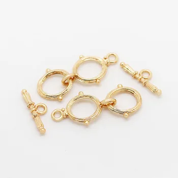 (33187)6 Sets O:12*19MM,T:17*2MM Brass 24K Champagne Gold Color Plated Bracelet O Toggle Clasps Jewelry Findings Accessories