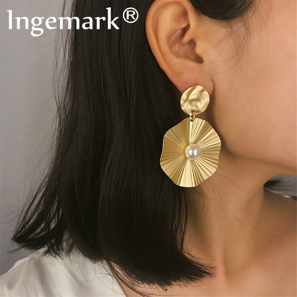 Ingemark Vintage Big Geometric Drop Earrings Women Boho Simulated Pearl Irregular Folded Metal Dangle Earrings Jewelry Brinco
Ingemark Vintage Big Geometric Drop Earrings Women Boho Simulated Pearl Irregular Folded Metal Dangle Earrings Jewelry Brinco