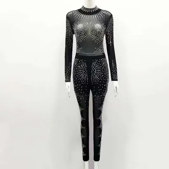 Shining Rhinestone Bodysuit Womens Hot Style Sexy Gauze Nightclub With Outfit Gold Irons On The Chest Long Sleeve Women Jumpsuit
Shining Rhinestone Bodysuit Womens Hot Style Sexy Gauze Nightclub With Outfit Gold Irons On The Chest Long Sleeve Women Jumpsuit