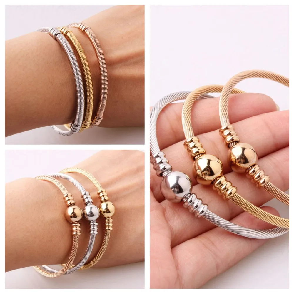 3pcs/Set Silver&Gold&Rose Gold Tone 316L Stainless Steel Wire Cable Chain Charm Womens Cuff Bangle Bracelet Jewelry 3mm 
3pcs/Set Silver&Gold&Rose Gold Tone 316L Stainless Steel Wire Cable Chain Charm Womens Cuff Bangle Bracelet Jewelry 3mm