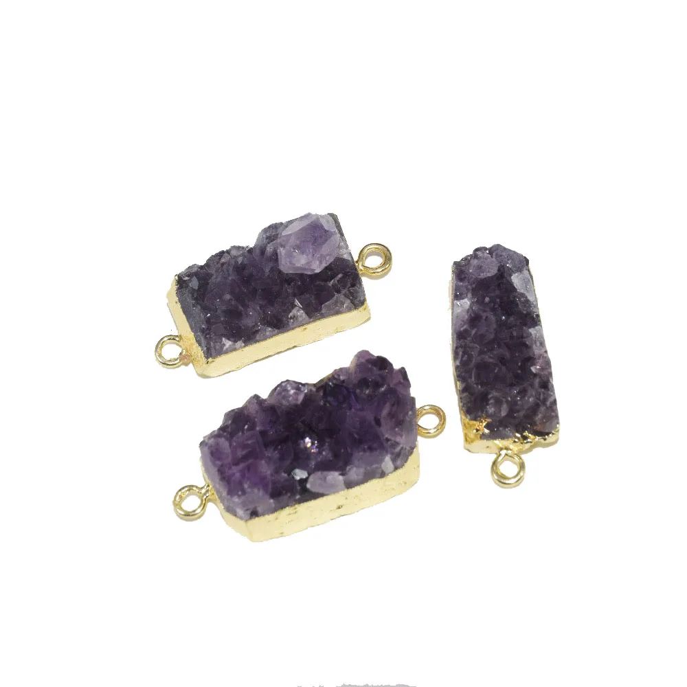 Natural Purple crystal stone connector jewelry making women rectangle long big Gold Bezel geode druzy gem charms diy jewelry
Natural Purple crystal stone connector jewelry making women rectangle long big Gold Bezel geode druzy gem charms diy jewelry
