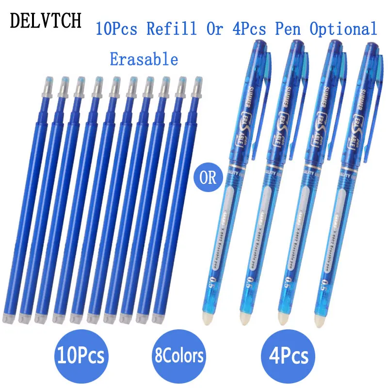 DELVTCH 0.5mm 10Pcs/Set Erasable Pen Refill Or 4pcs/set Erasable Pen Gel Pen Ink 8Color Available Office School Writing Tool
DELVTCH 0.5mm 10Pcs/Set Erasable Pen Refill Or 4pcs/set Erasable Pen Gel Pen Ink 8Color Available Office School Writing Tool
