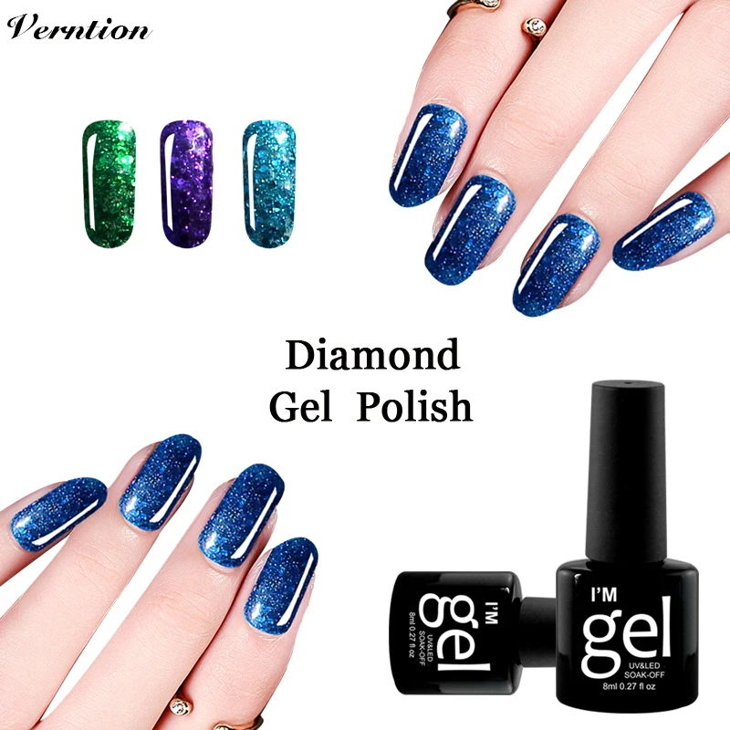 Verntion Soak Off UV LED Nail Art Gel Super Glitter Diamond Long Lasting Gel Nail Polish Shining flake Fingernails Makeup Vernis
Verntion Soak Off UV LED Nail Art Gel Super Glitter Diamond Long Lasting Gel Nail Polish Shining flake Fingernails Makeup Vernis