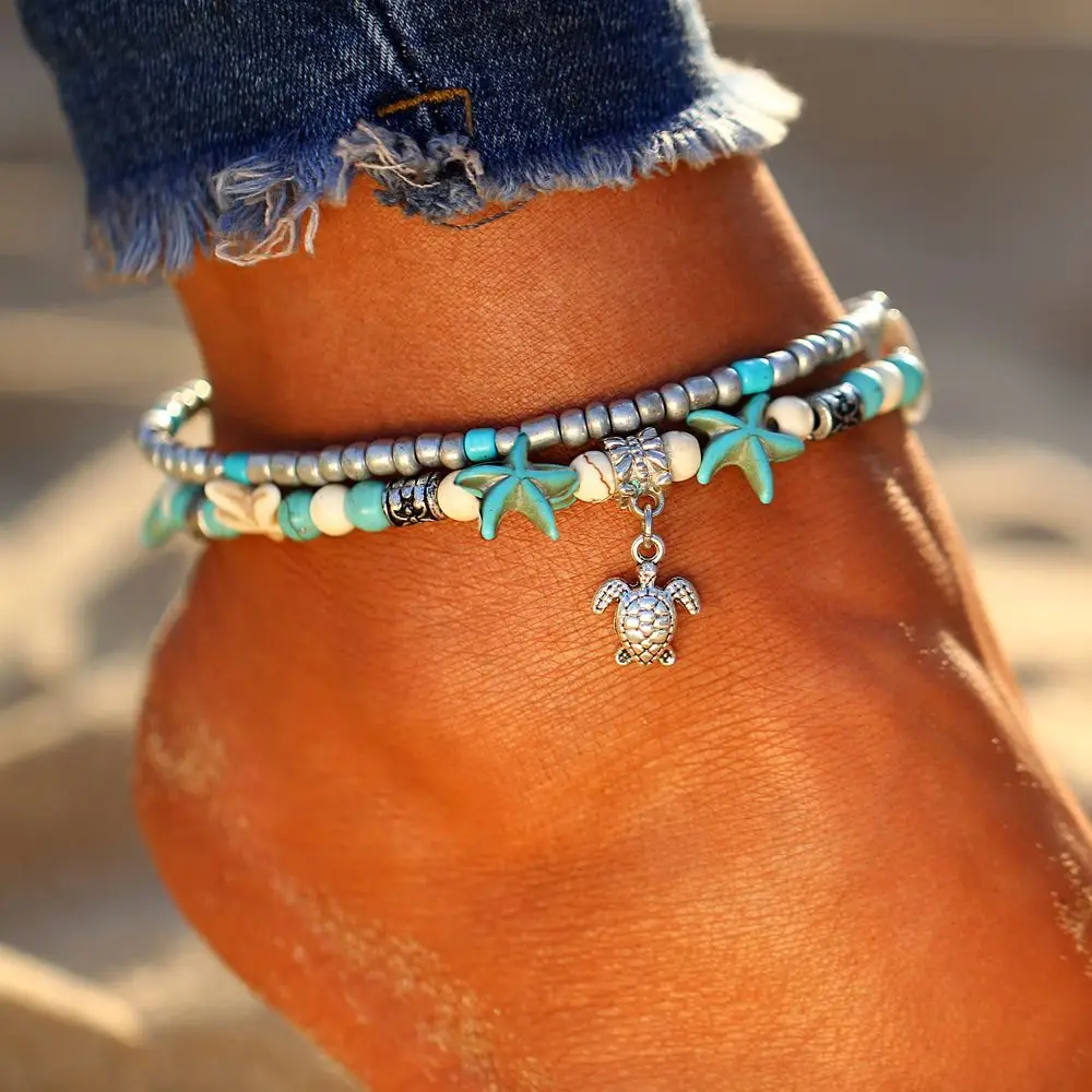 Bohemian Multiple Layers Starfish Turtle Beads Anklets For Women Vintage Boho Shell Chain Anklet Bracelet Beach Jewelry
Bohemian Multiple Layers Starfish Turtle Beads Anklets For Women Vintage Boho Shell Chain Anklet Bracelet Beach Jewelry