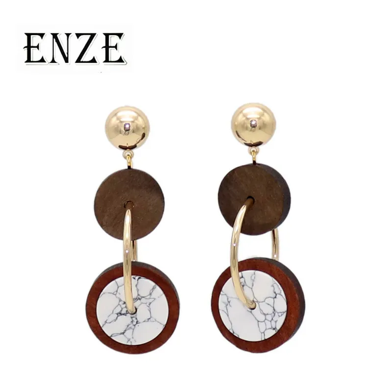 ENZE женские новые модные аксессуары круглый коричневый дерево синтетический