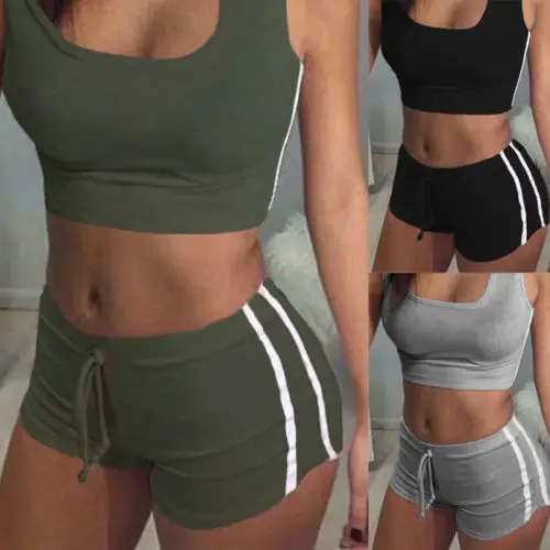 2PCS Fashion Women Suit Set Sleeveless Short Crop Top+ Hot Shorts Two-piece Outfit Workout Sportwear Summer Suit
2PCS Fashion Women Suit Set Sleeveless Short Crop Top+ Hot Shorts Two-piece Outfit Workout Sportwear Summer Suit