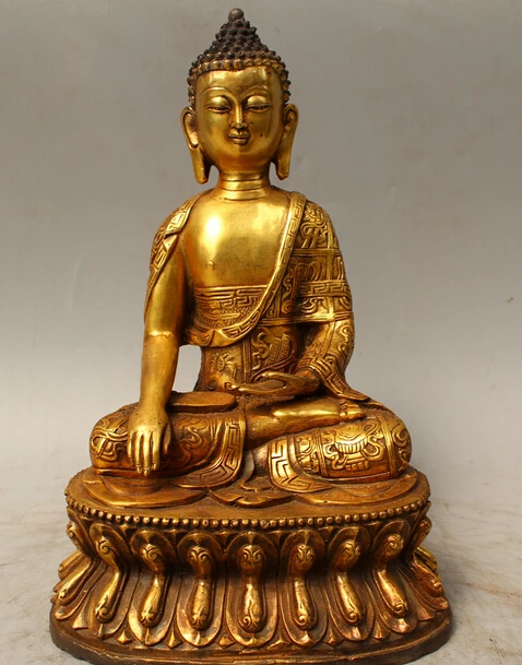 12" Tibet Copper Gild 8 treasure Sakyamuni Shakyamuni Amitabha Buddha Statue R0715
12" Tibet Copper Gild 8 treasure Sakyamuni Shakyamuni Amitabha Buddha Statue R0715
