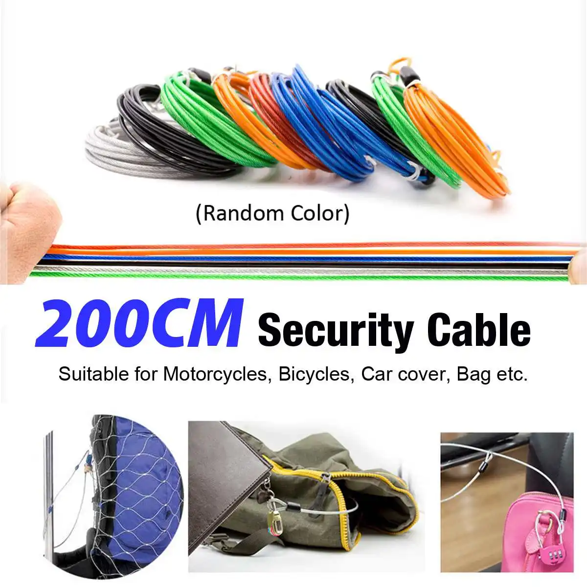 200cm Bike Security Double Loop Cable Strong Braided Steel For Bike Bicycle Motorcycles Chain Lock Useful Anti-theft Tool
200cm Bike Security Double Loop Cable Strong Braided Steel For Bike Bicycle Motorcycles Chain Lock Useful Anti-theft Tool
